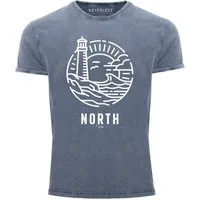 Neverless Print-Shirt Neverless® Herren T-Shirt Vintage Shirt Printshirt Logo Outline Art mit Print