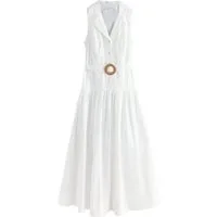 Next Maxikleid Ärmelloses Hemdblusen-Midikleid mit Gürtel (1-tlg)