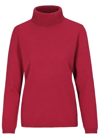 CLARINA - NOS Rollkragen-Pullover, uni 445 BURGUNDY - Gr. - 44