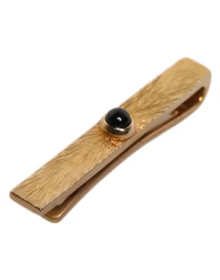 Schwarzes Saphir-Goldfarbener Messing-Krawattenklammer