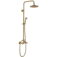 HOMELIVE Duschsystem Retro Messing Duscharmatur Set Antik Gold Dusche mit Regendusche, Duschset mit 8" Regendusche Handbrause Kopf