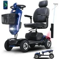 LVHOM Elektromobil 4-Rad-Scooter, faltbar, 30km Reichweite, 300W, 945MM, 136kg Tragkraft, 300 W, (360°-Drehsitz mit Kopfstütze, verstellbare Armlehnen, Integrierte Windschutzscheibe mit Getränkehaltern, ergonomischer Stockhalter, 2 USB-Ladestationen,