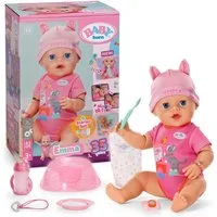Baby Born Babypuppe Emma Click & Play 43cm, mit Click-&-Play: Hält Fläschchen und Löffel selbst - ohne Batterien