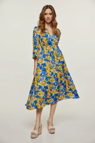 Florales Empire-Linien-Midikleid