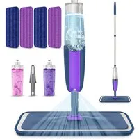 HUGERSTONE Sprühwischer Bodenwischer mit Wassertank, Wischer mit Sprühfunktion (mit 4 Waschbaren Mikrofaser Pads für alle Böden) 360 Grad Rotierender Wischmopp