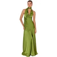 LIPSY Satinkleid Fit and Flare Satin-Maxikleid mit Fransenschal (1-tlg)