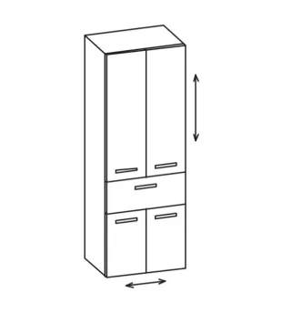 Artiqua 400 Variabler Hochschrank, Graphit Struktur quer, 400-HVL-1-60-7070-401 400-HVL-1-60-7070-401