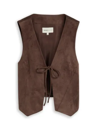 Denim Tom Tailor - Slim Fit Weste in Wildlederoptik cool dark brown - Gr. - M