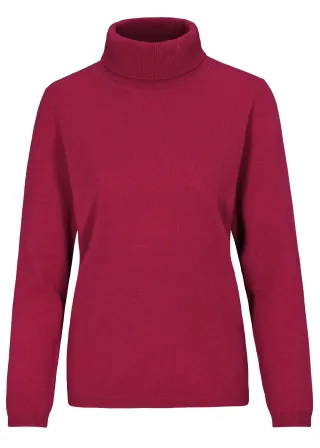 CLARINA - NOS Rollkragen-Pullover, uni 444 BEERE - Gr. - 46