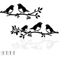 FOUORTUNATE-BEE Wanddekoobjekt 2er-Set Metall-Wanddeko mit Vögeln für Innen & Außen (2 St), Metall-Zweig mit Vogelmotiv als Balkon- und Gartendeko