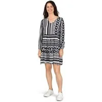 DENIMFY Sommerkleid Damen Kleid DFIda A-Linie langarm Freizeitkleid mit V-Ausschnitt aus 100% Viskose