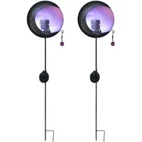 IC Gardenstyle Gartenleuchte 2er Pack Solar Gartenstecker Elfe im Mondlicht, inkl. Erdspieß, Solarleuchte aus Metall, weiße LED