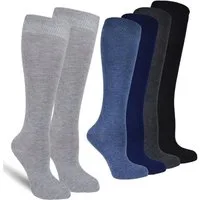 Socked Kniestrümpfe Damen Kniestrümpfe, Baumwolle (6-Paar, 4 verschiedene Farben) Baumwolle, lange Socken,Strümpfe, guter Halt, kniehoch, Uni / Karo