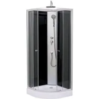 Aloni Eckdusche Komplettdusche, Duschkabine, Dusche, Fertigdusche, Duschwanne, BxT: 80x80 cm, ESG-Sicherheitsglas (nach EN 1250-1) mit Nano-Beschichtung, Komplettset, Regendusche Duschkopf, Duscharmatur, Ablaufgarnitur, Duschsystem