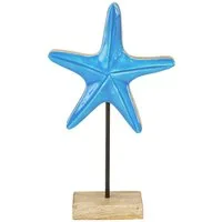 DIJK Dekofigur Seestern Deko Blau Holz Maritim Mangoholz H25cm