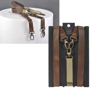 Sir Redman Hosenträger mit Karabiner Leder WORK – braun. Die robuste Befestigung an den Gürtelschlaufen für einen souveränen und geordneten Look.