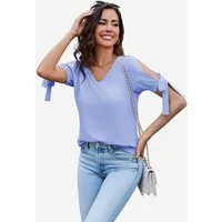 Imily Bela Shirtbluse Damen Schulterfreies Oberteil (Packung, 1-tlg., 1per-Pack) Einfarbig