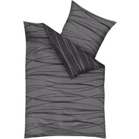 Kaeppel Wendebettwäsche MOTION 100% gekämmte Baumwolle, Mako-Satin, 2 teilig, mit feinen Wellenlinien, Markenreißverschluss, Wendeoptik