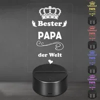 Lieblingsmensch LED Nachtlicht mit Gravur, Bester Papa, Acryl-Lampe mit romantischem Spruch, LED fest integriert, Farbwechsel oder feste Farbe mit Fernbedienung & Touch, Dekolampe zur Hochzeit, Geburtstag, Verlobung & Jahrestag