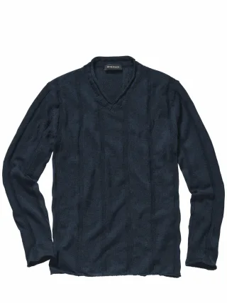 Mey & Edlich Herren Estate-Pullover Blau 58 % Leinen, 42 % Baumwolle