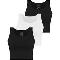 Janice Tanktop 3 x Damen crop Top Namlea Kurzes Tanktop aus Baumwolle
