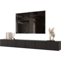 yourhouse24 Lowboard TV ANGEL 300 mit LED-Beleuchtung – Geriffelte Fronten
