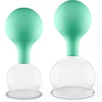 pulox Vakuum-Massager Schröpfgläser Set aus Echtglas 2 Stück 5,2cm und 6,2cm Grün