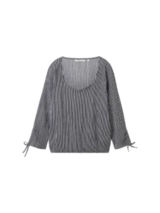 Denim Tom Tailor - structured t-shirt small navy white stripe - Gr. - S