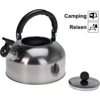 Koopman Reise-Wasserkocher Camping Reise MINI 2 Liter KLEIN 19x12 cm Zelten, Leicht, 2 Liter, Rostfreier Stahl