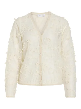 VILA - VIJULIETTA V-NECK L/S KNIT CARDIGAN/BFS Birch - Gr. - M