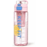 BlingBin Trinkflasche Auslaufsicher Wasserflasche 750ml, Sport Flasche mit Strohhalm, Trinkflasche mit Fruchteinsatz für Arbeit, Wandern, Yoga, Schule