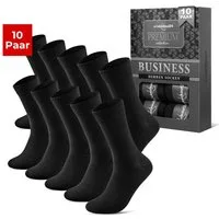 sockenkauf24 Businesssocken 10 Paar Herren Socken Premium Business Socken mit Komfortbund (10-Paar) atmungsaktive Baumwolle, ohne Naht, verpackt in einer edlen Box