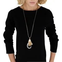 MIRROSI Lange Kette Damen Halskette mit elegantem Anhänger aus Metall ca.90cm lang (perfekt für Pullover, Bluse, Shirt)