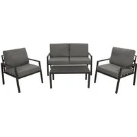 DEGAMO Gartenlounge-Set VANCOUVER 4-teilig, Aluminium anthrazit, Polster grau, wetterfest