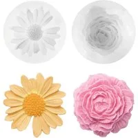 Diwzbyn Silikonform Silikonform Kerzen 2er Set, 3D Blumen Kerzengießform, (2-tlg), Pfingstrose & Gänseblümchen für DIY Kerzen, Seife und Resin