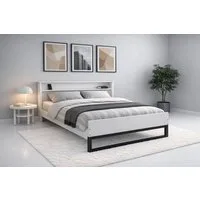 OTTO home Bett Pannor, Industrial Design, mit Regal, Lattenrost inklusive (Liegefläche Breite 140 oder 180cm), Kufengestell, bis 200 kg belastbar, FSC-zertifiziert, Made in EU