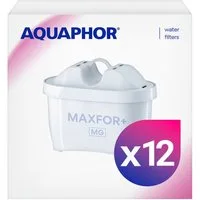 AQUAPHOR Kalk- und Wasserfilter MAXFOR+ Magnesium, Pack 12 - gegen Kalk, Chlor & weitere Stoffe, Zubehör für den AQUAPHOR Modellen ONYX, Amethyst, Jasper und mit weiteren Tischwasserfiltern anderer Hersteller, AQUALEN Technologie. Bis zum 200 L. Kapa