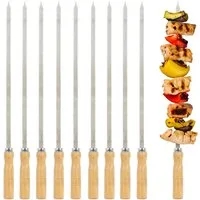 BBQ-Toro Grillspieß Edelstahl Spießset mit Holzgriff (10 Stück), 50 cm