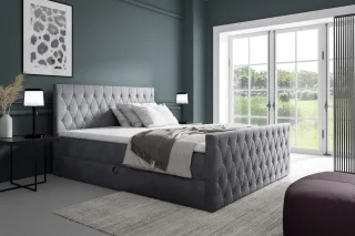 Boxspringbett Schlafzimmerbett ASHER 120x200cm in Stoff Fresh Grau