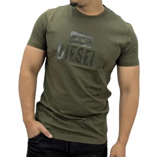 Diesel Monotones Logo-T-Shirt in Grün