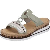 Rieker Pantolette, Keilabsatz, Sommerschuh, Schlappen mit Zierperlen besetzt