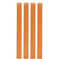 Levandeo® Tafelkerze, Kerzen 4er Set Stabkerzen Orange 25cm Tafelkerzen Rillen Design