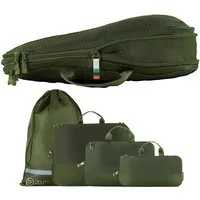 TRAVEL DUDE Kofferorganizer, Packing Cubes aus recycelten Plastikflaschen (ultraleichte Packwürfel, 4-tlg., Packing Cubes für Rucksack und Koffer, Packtaschen), mit Kompression und einem Nassfach