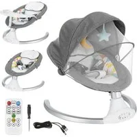 Insma Babyschaukel elektrische Babywippe 5 Gänge, mit Esstisch, bluetooth Musik, Moskitonetz und Spielzeug, max. 9kg