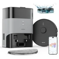 AIRROBO Nass-Trocken-Saugroboter T20 Saugroboter mit Wischfunktion, Absaugstation (60 Tage staubfrei), 50 W, 5500Pa, LiDAR-Navigation, 4 Saugstufen, 180 min Laufzeit, App & Sprachsteuerung, für Tierhaare & Hartböden,2 Jahre Garantie