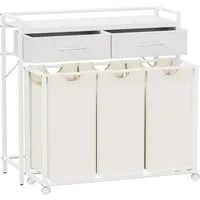 Lifewit Wäschebox Grobe Rolling Wäschesammler mit Regal und 2 Schubladen