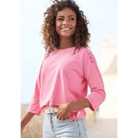 Elbsand 3/4-Arm-Shirt Veera mit Logoprint und überschnittenen Schultern, lässiges Shirt