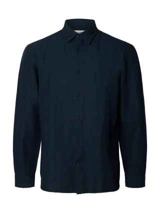SELECTED MEN - SLMREGCLAUS CLAY LINENBLEND LS SHT NOOS Sky Captain - Gr. - M
