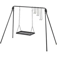BBQ-Toro Holzkohlegrill Grillschaukel, 10-teilig, Grillgestell mit 8 Haken, Feuerschaukel, Inklusive 8 Haken