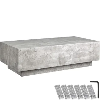 tectake Couchtisch, Grau, Holz, Quadratisch, 120x35x60 cm, Wohnzimmer, Wohnzimmertische, Couchtische